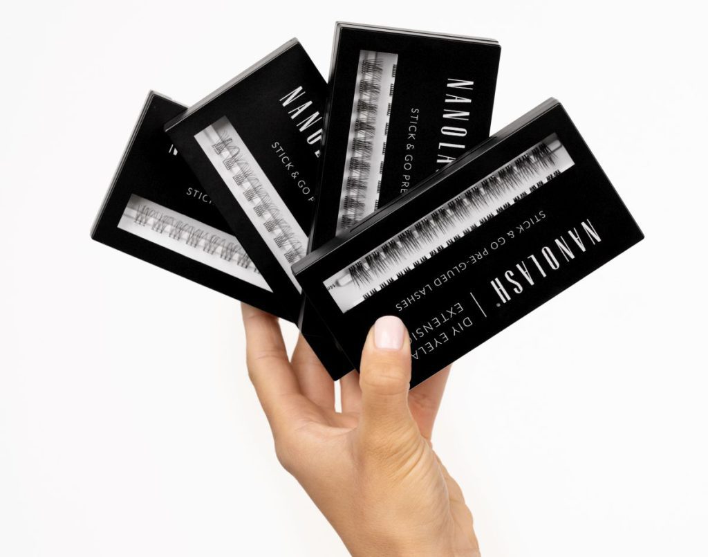 wimpertrosjes met transparante lijm nanolash